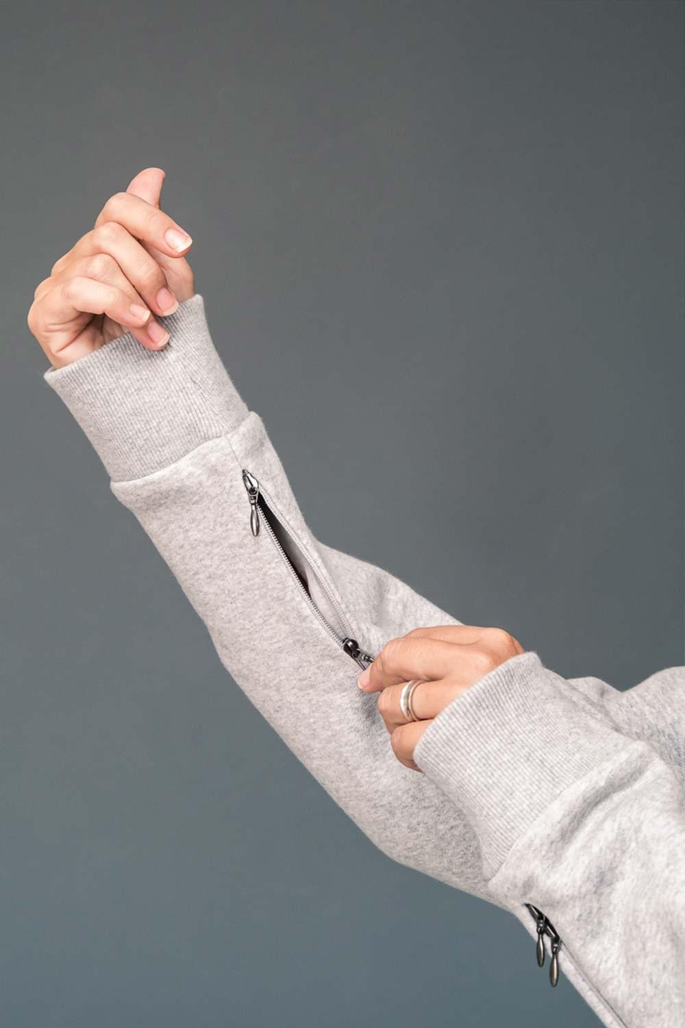 Felpa con zip per la chemioterapia